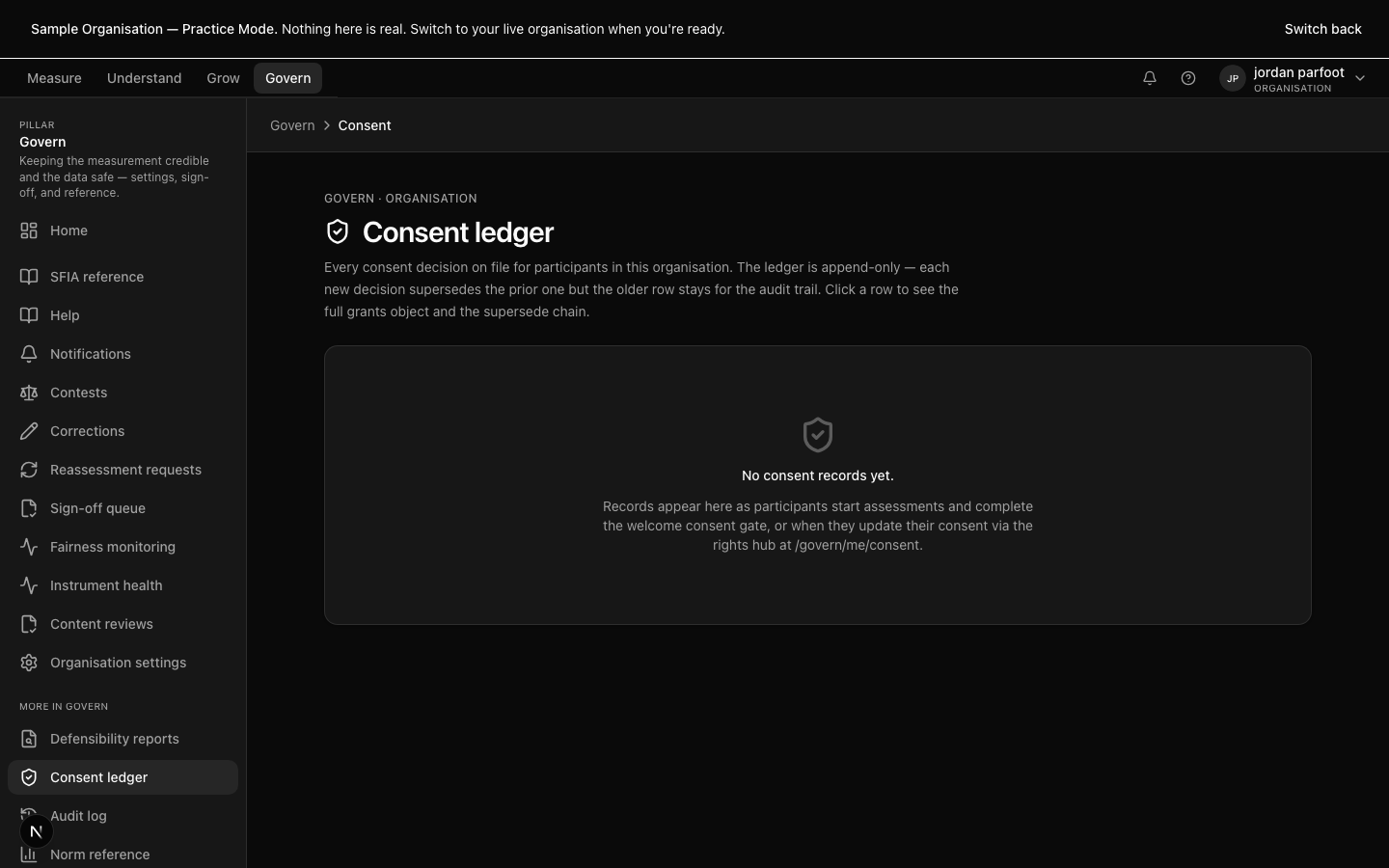 Consent ledger